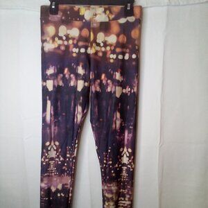 American Eagle Leggings Women M Active Athletic Soft Stretch Pattern Black Peach